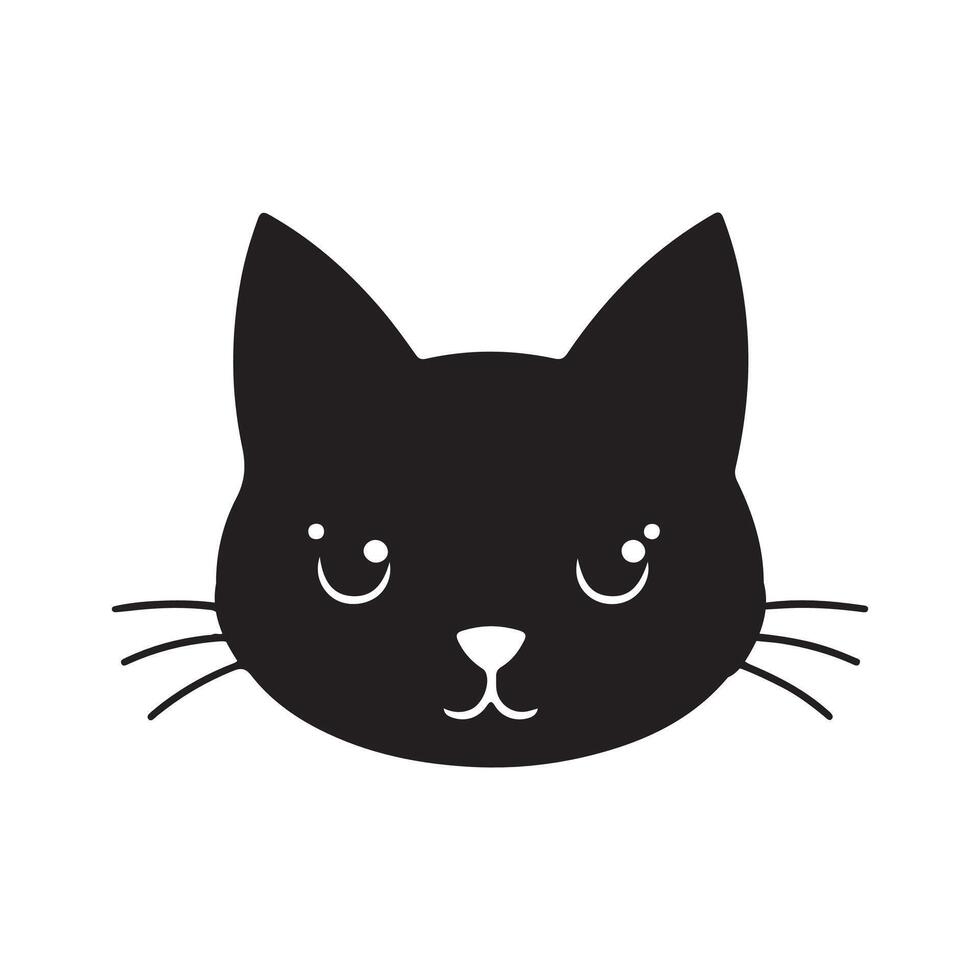 Simple Cat face silhouette white background vector