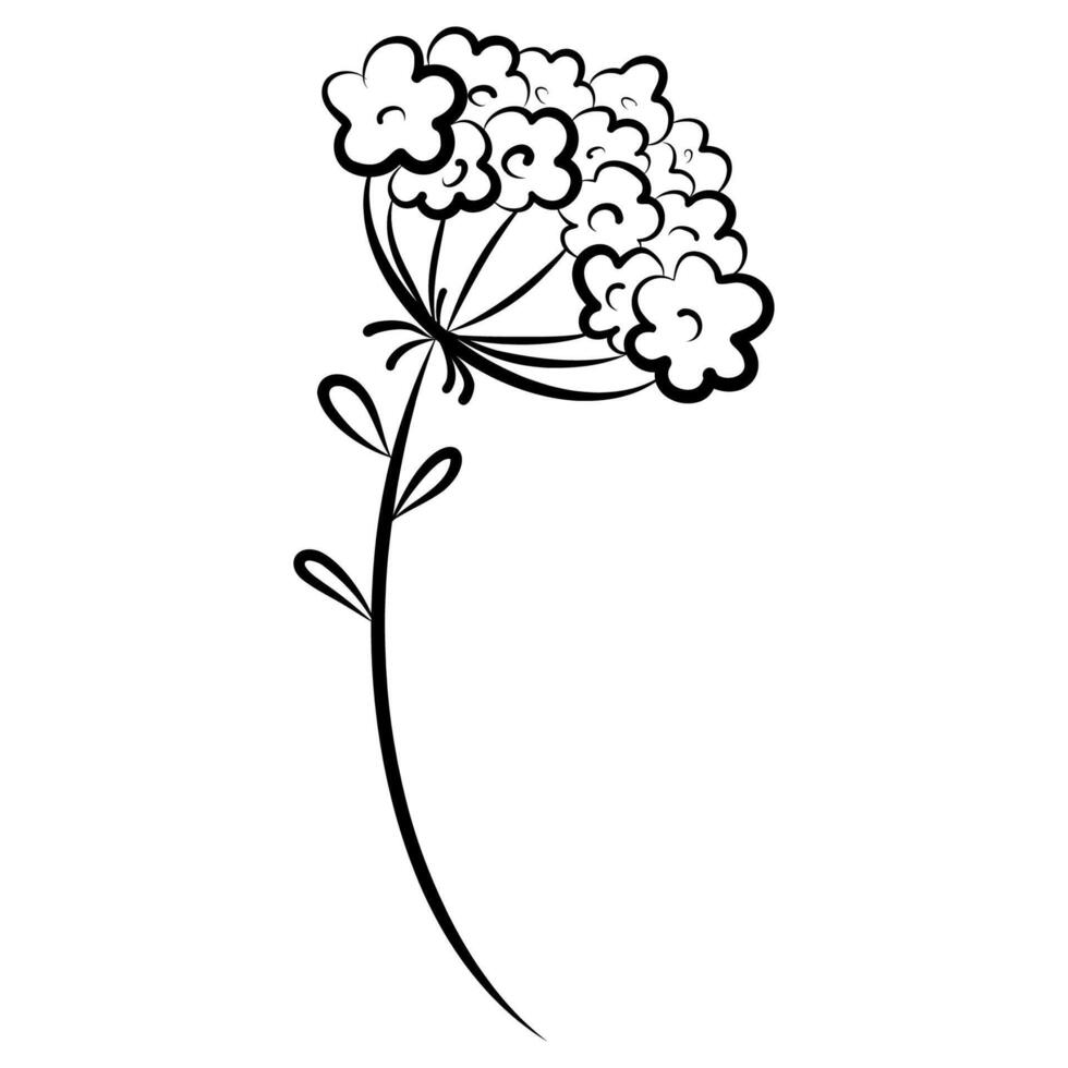 Hand drawn line art flower vector
