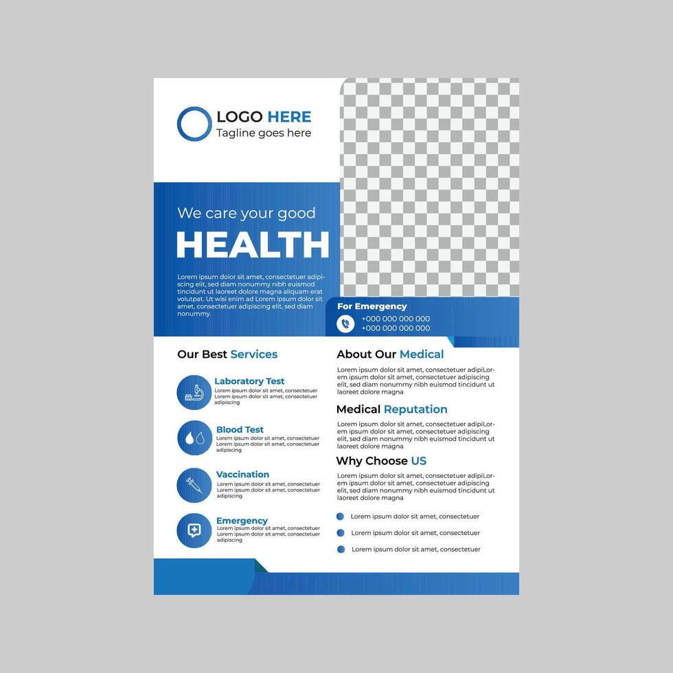Medical flyer design or brochure leaflet template design vector
