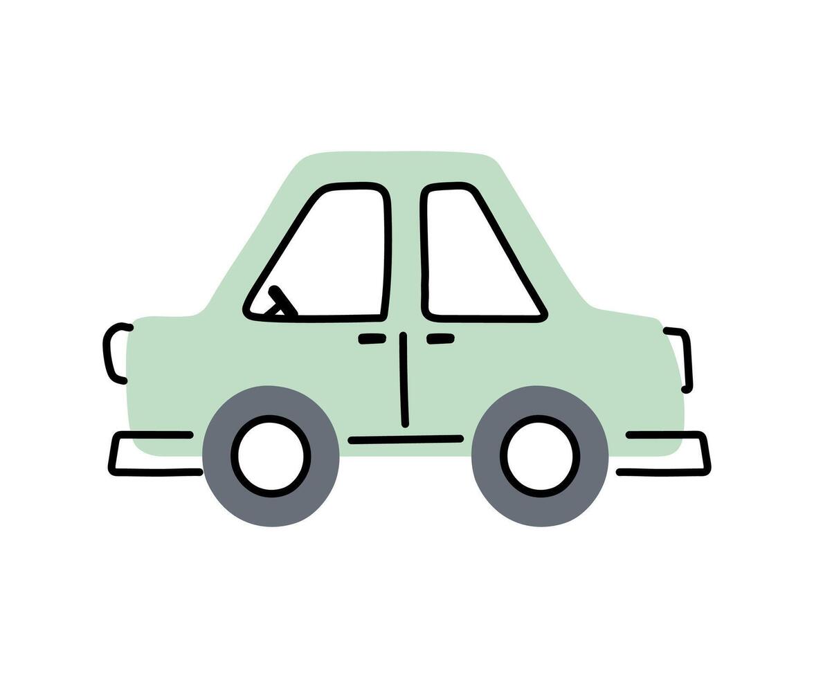 Cute car for kids in doodle style on a white background. Playful and simple illustration perfect for children's designs. vector