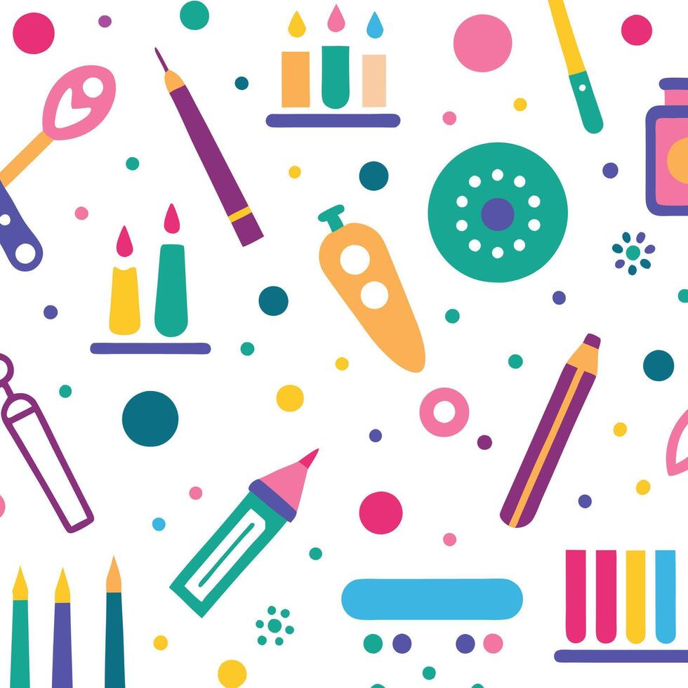 a colorful pattern with various objects and items vector