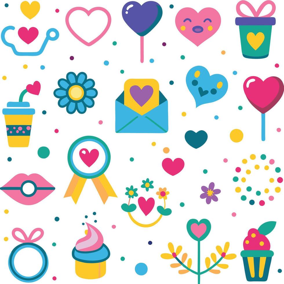 valentine's day icons set vector