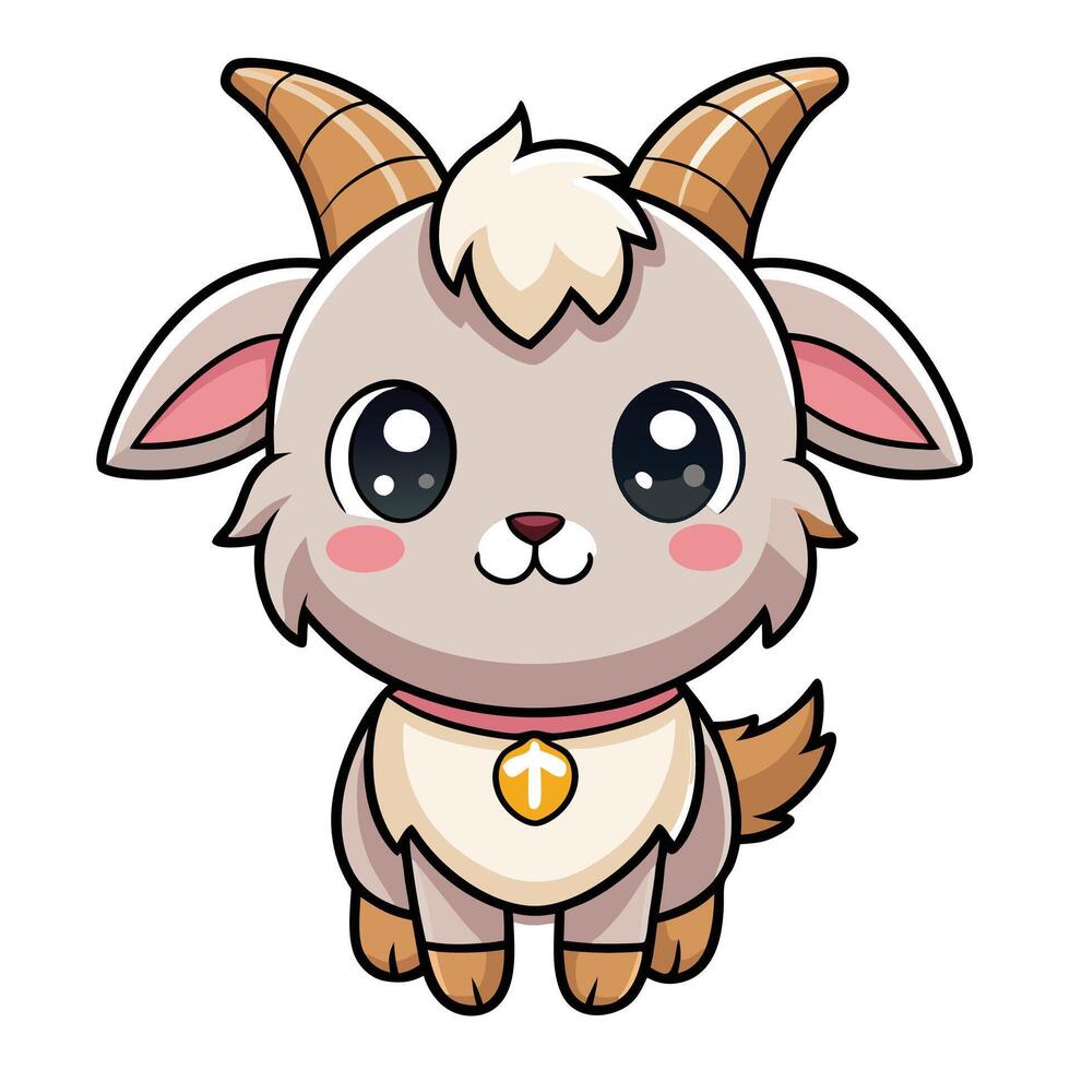 a cartoon goat with horns and a heart vector