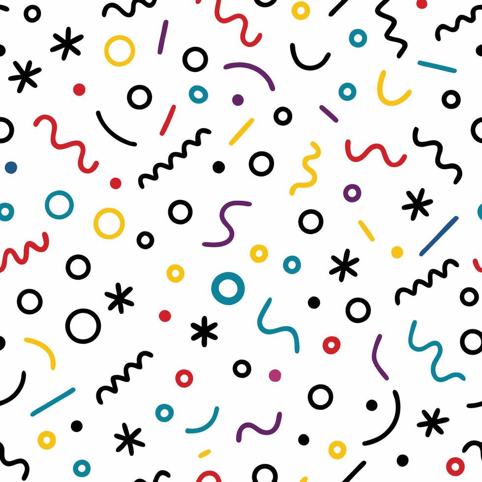 seamless pattern with colorful shapes and lines vector