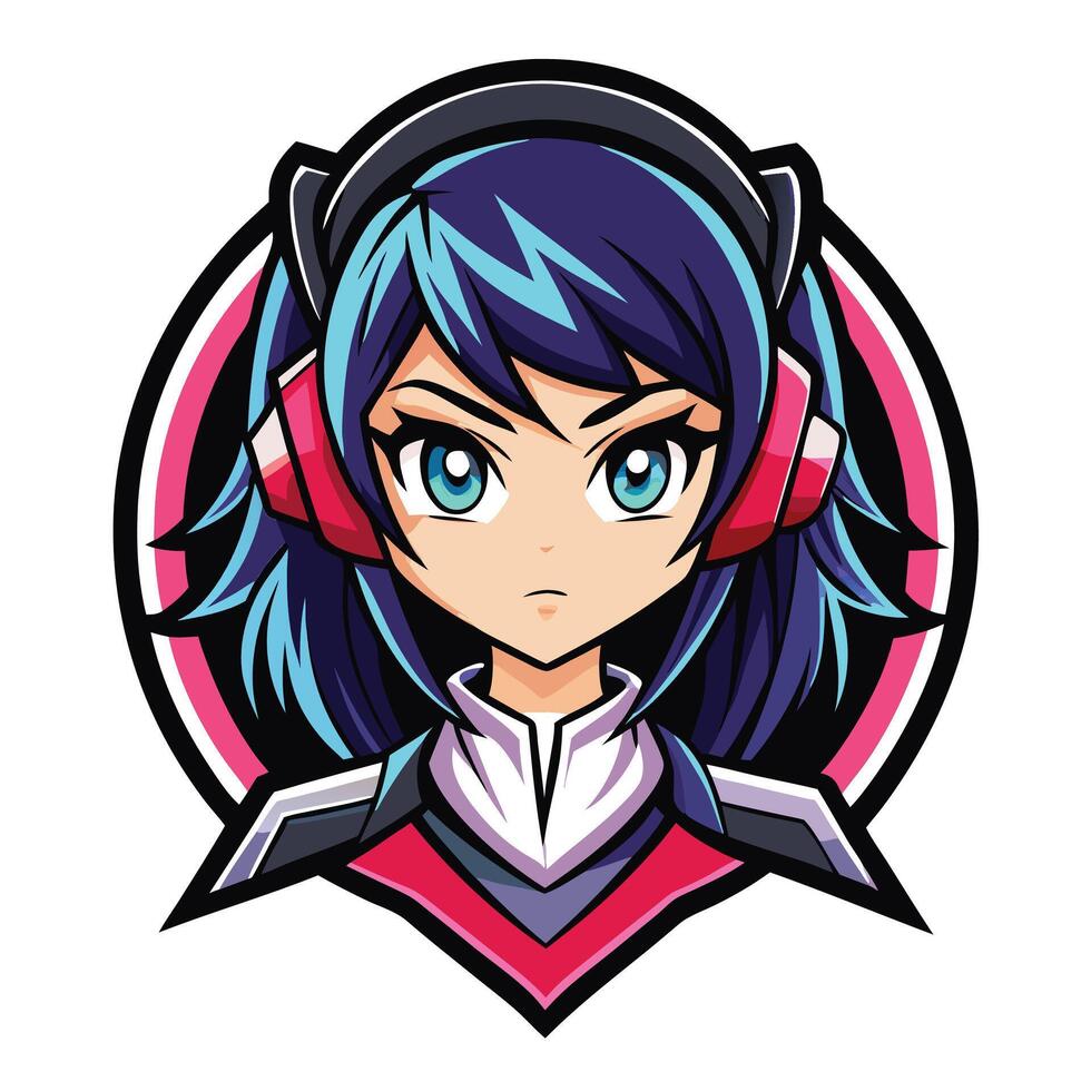 a cartoon girl with headphones on her head vector