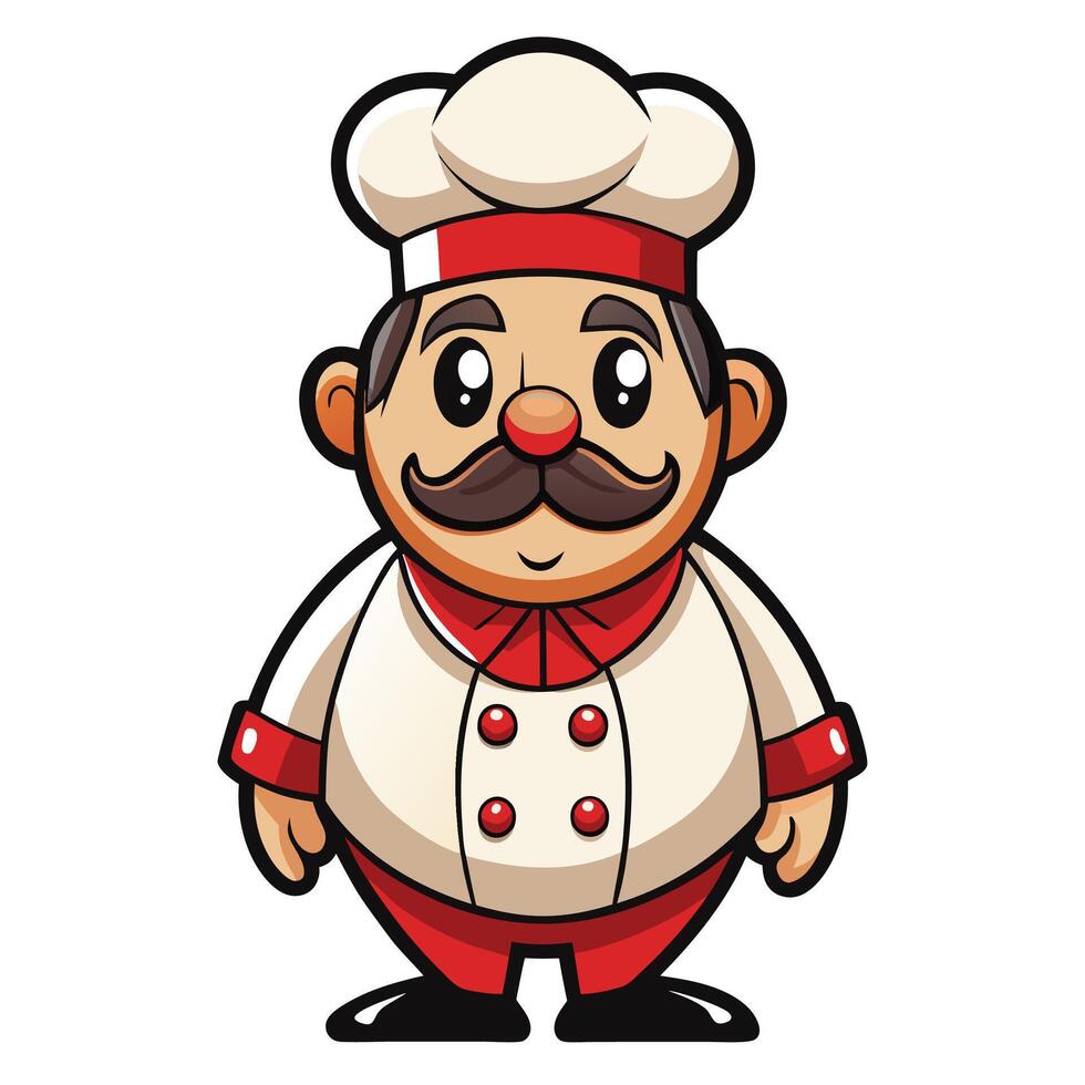 cartoon chef with mustache and mustache illustration vector