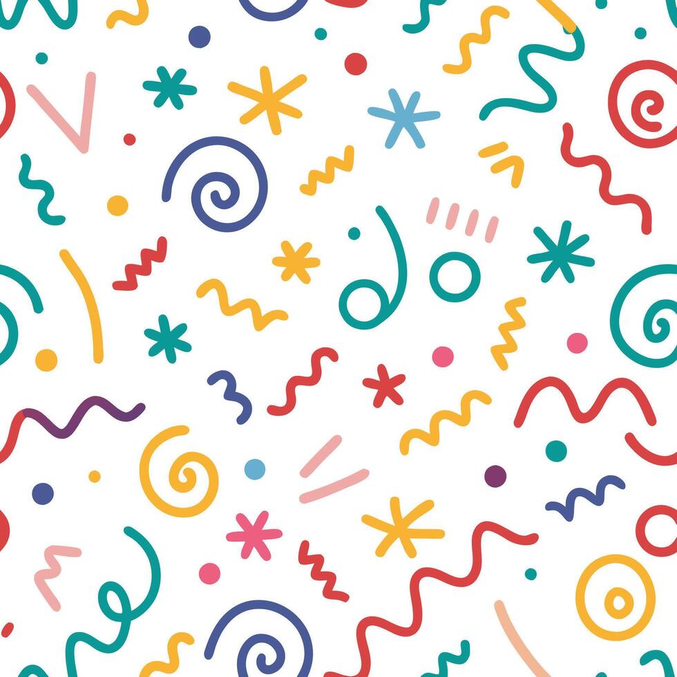 seamless pattern with colorful shapes and lines vector