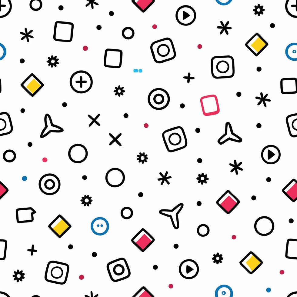 a colorful pattern with various shapes and symbols vector
