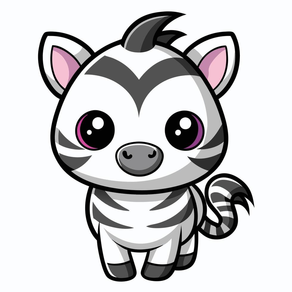 a cartoon zebra with purple eyes and pink nose vector