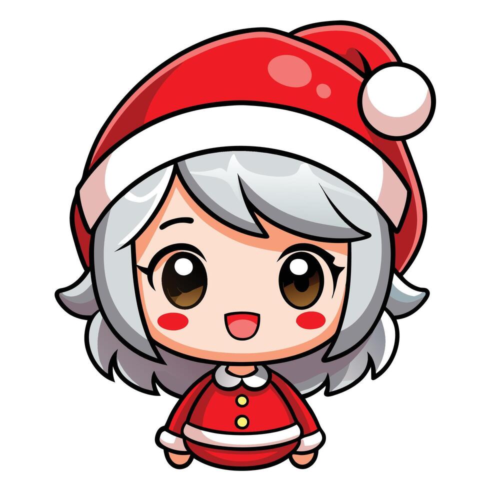 a cartoon santa claus girl wearing a red hat vector