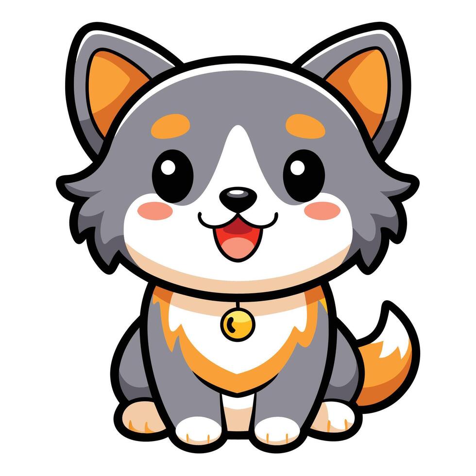 a cartoon dog with a collar and a collar vector