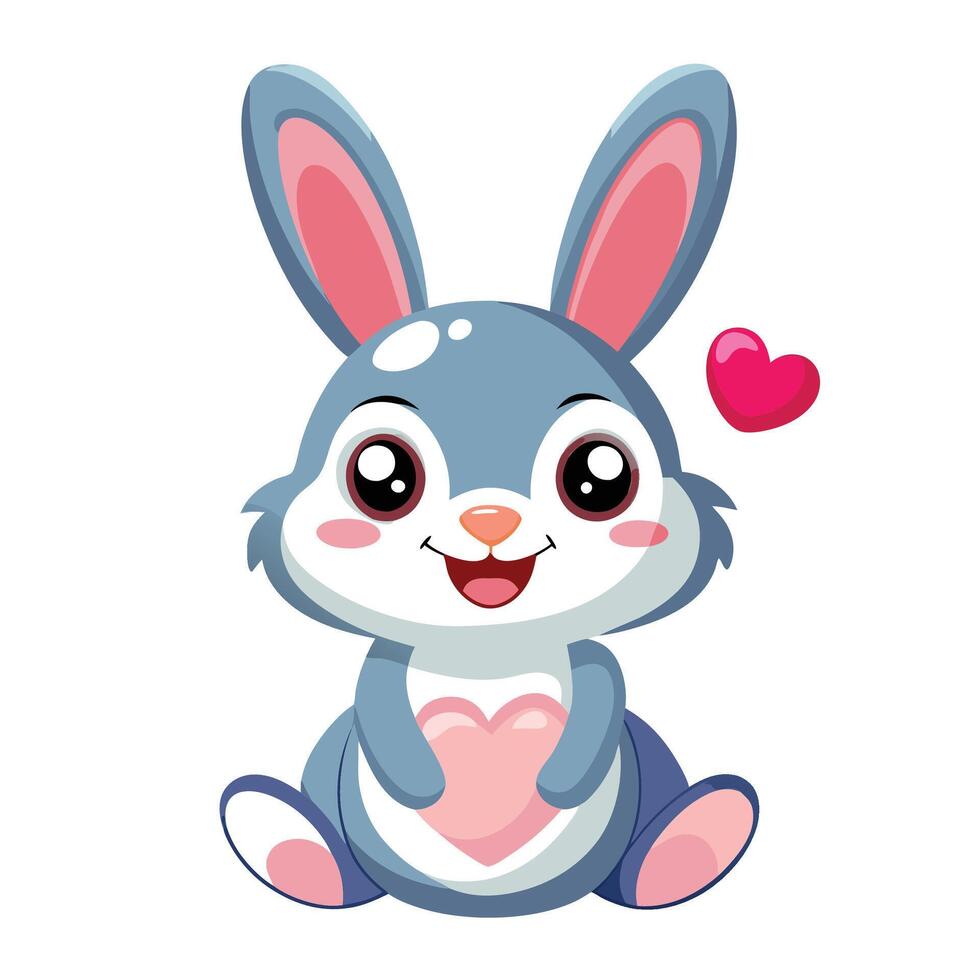 cute cartoon rabbit with heart on white background vector