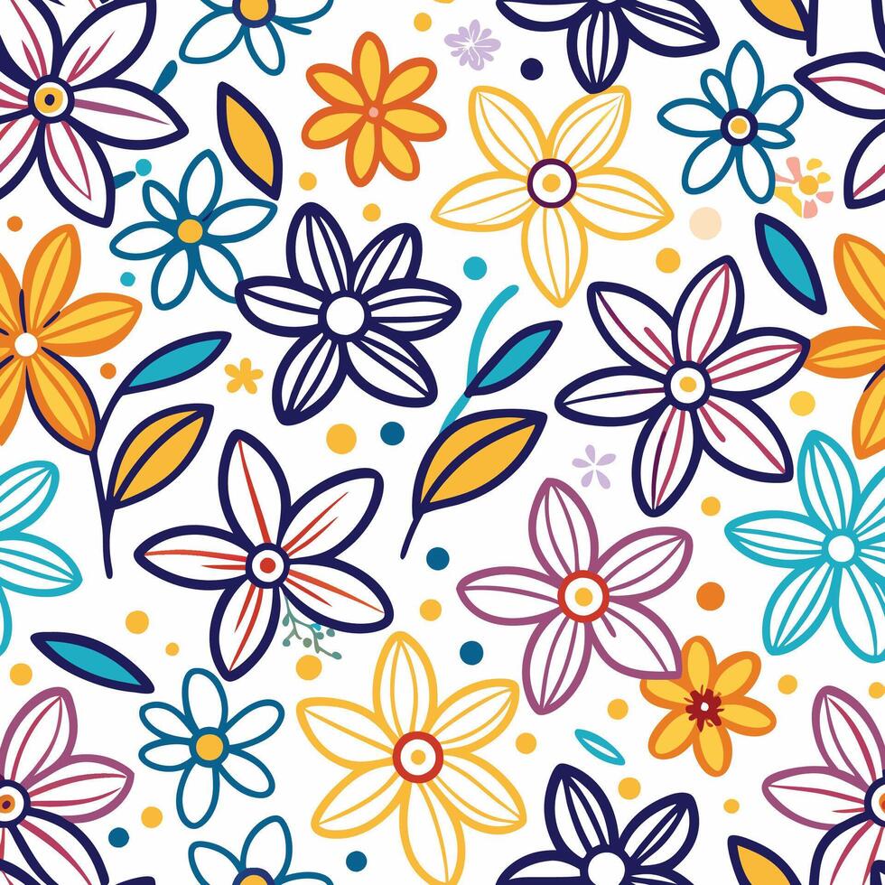 floral seamless pattern with colorful flowers vector