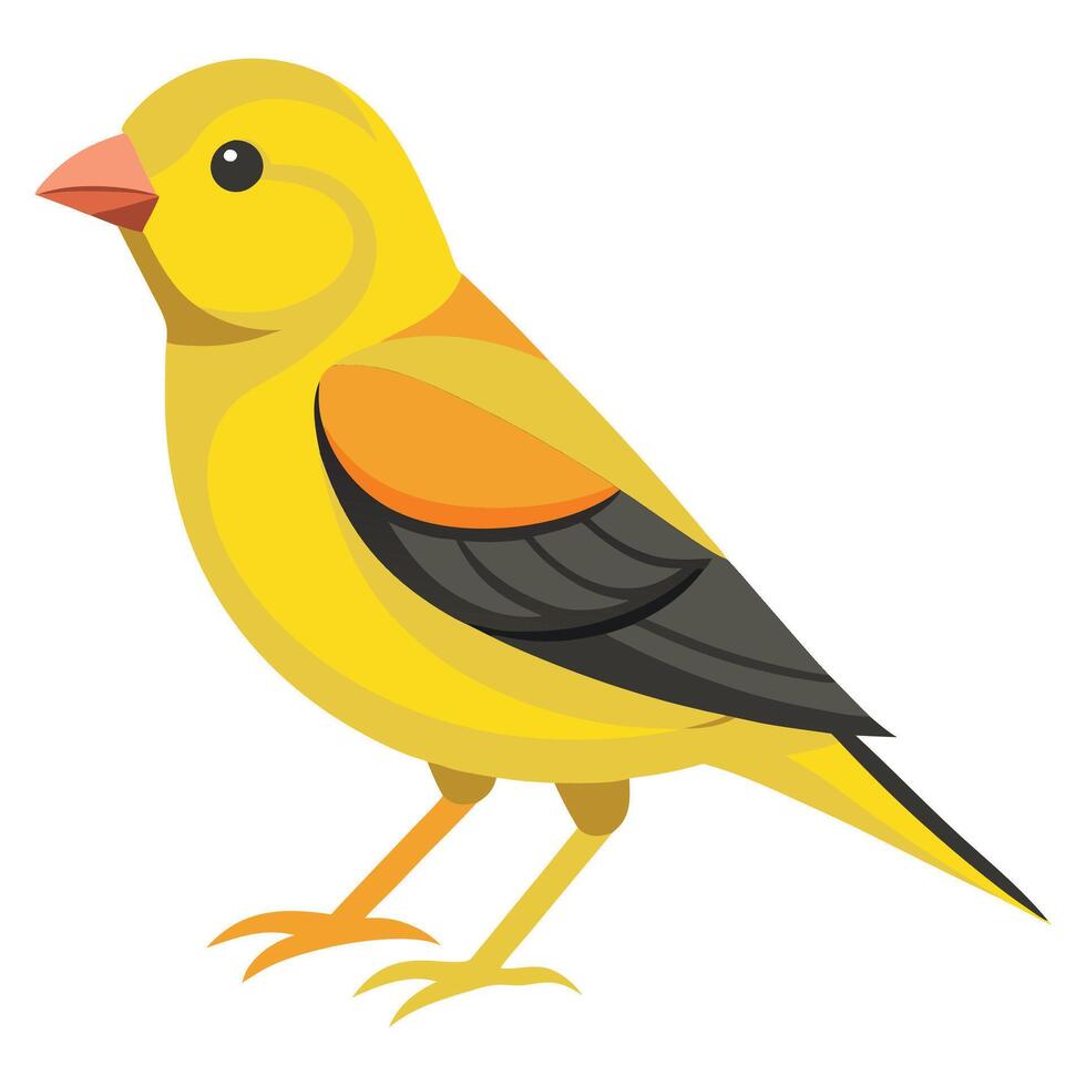Cute yellow bird animal cartoon sticker vector