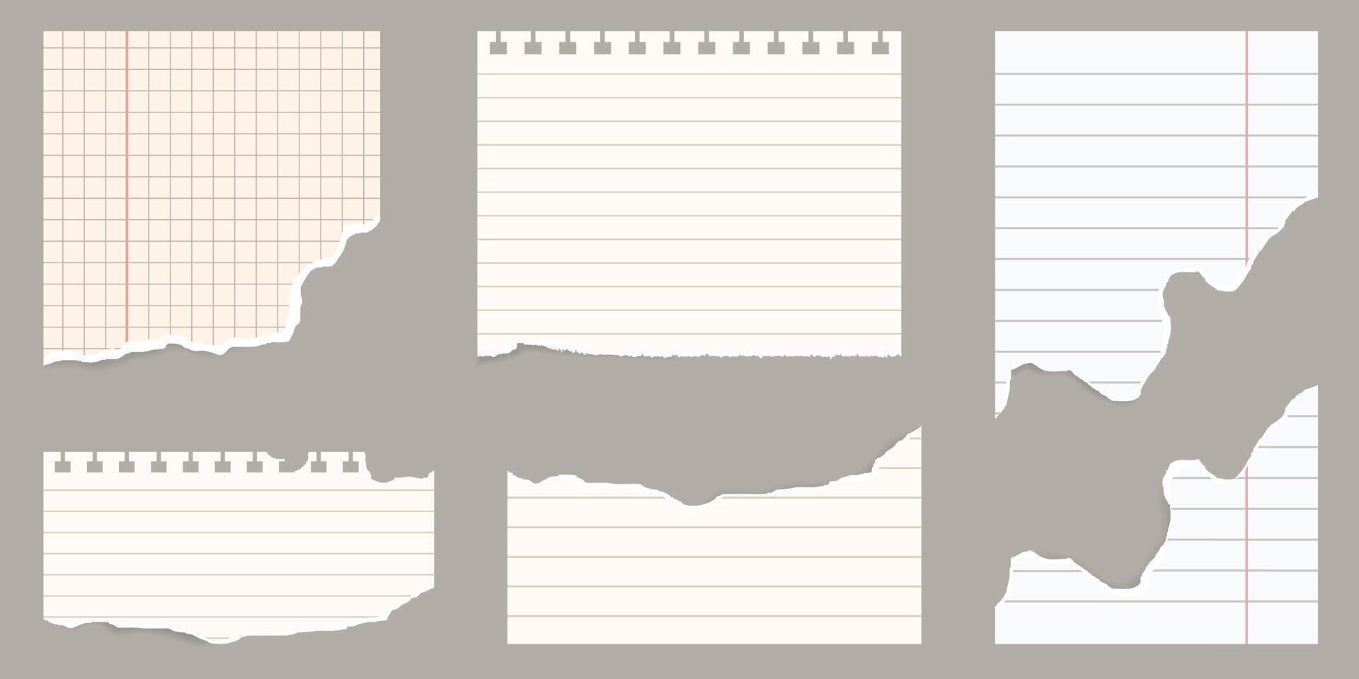 Collage Set elements for scrapbook. Old rip torn paper collection, trendy retro vintage paper cut, notebook sheet. Craft retro gazettes, grunge papers collection. illustration vector
