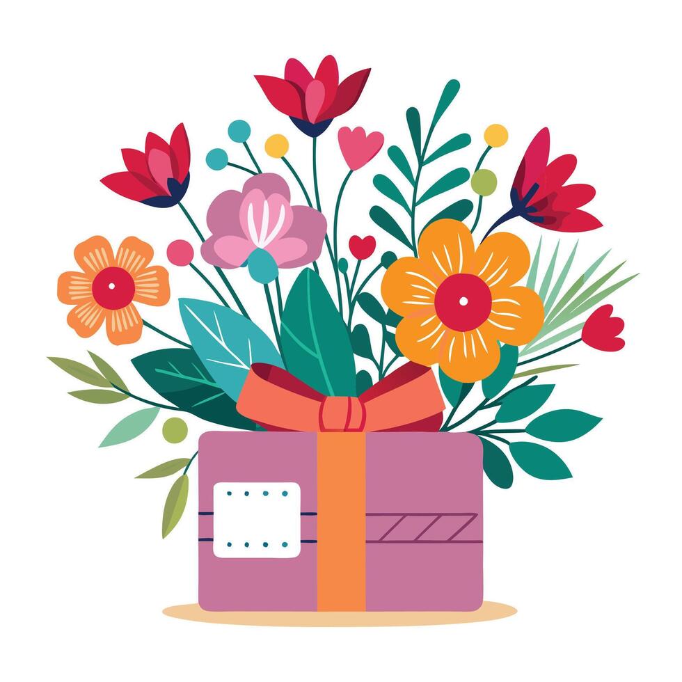 colorful flower and leaf with tree vector