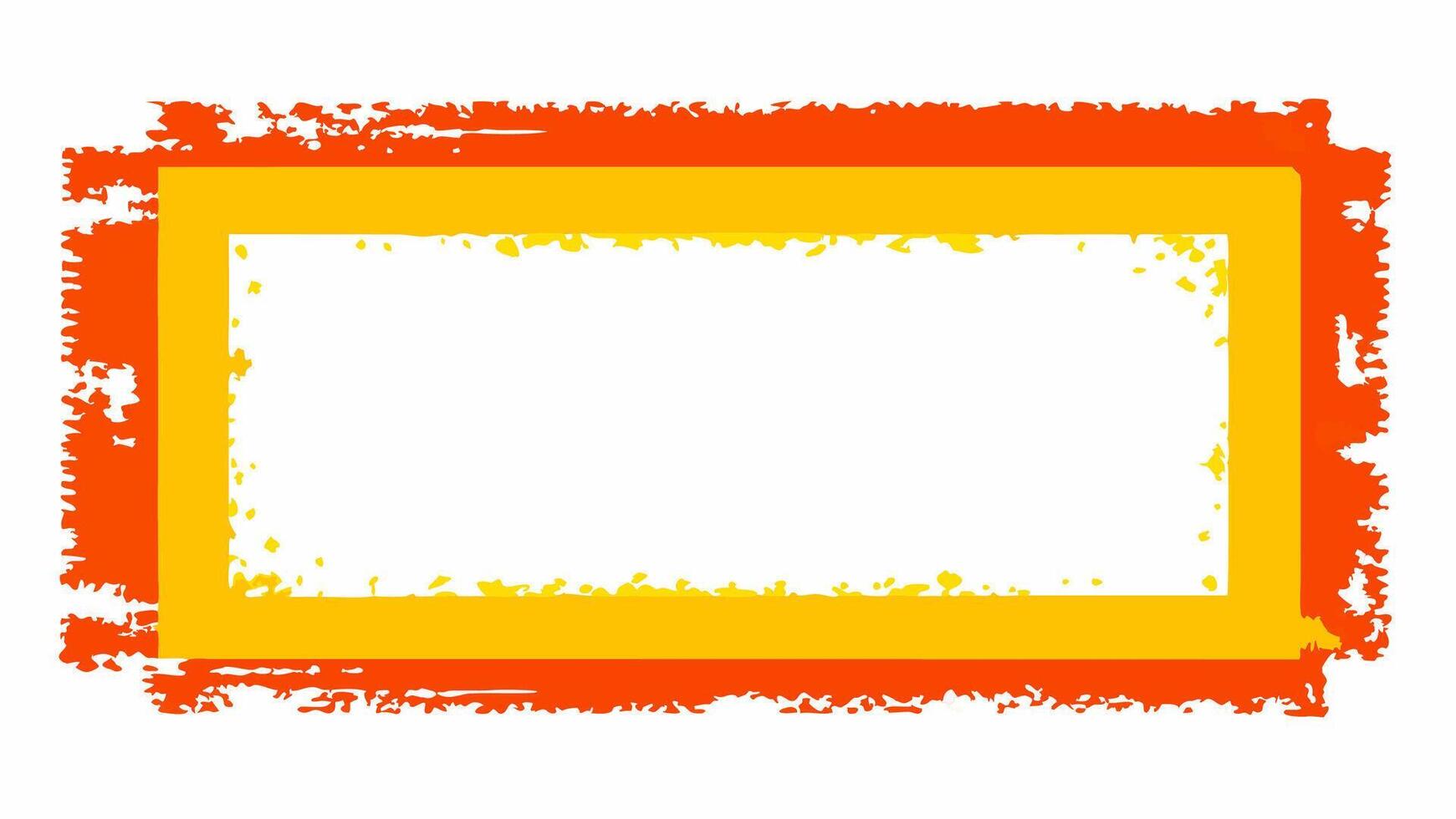 Red and orange grunge frame, rectangle grunge on white background for your presentaion or design background vector