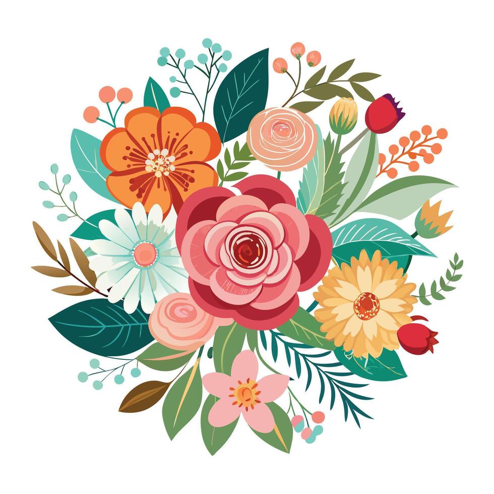 Beautiful vintage bouquet of flowers vector