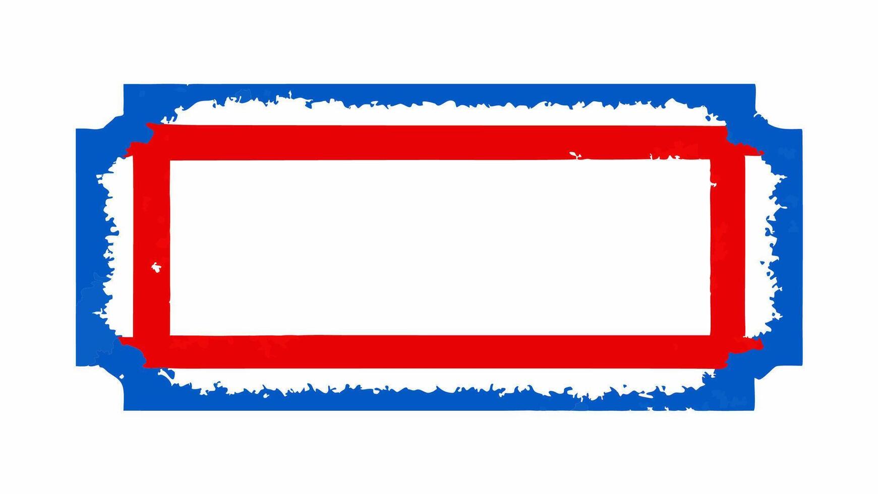 Red and bue grunge frame, rectangle grunge on white background for your presentaion or design background vector