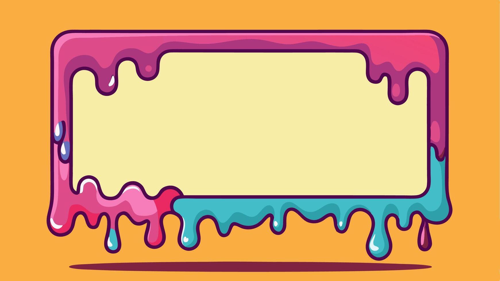 Candy melted frame, cute frame for child book background, cute cardboard orange background vector