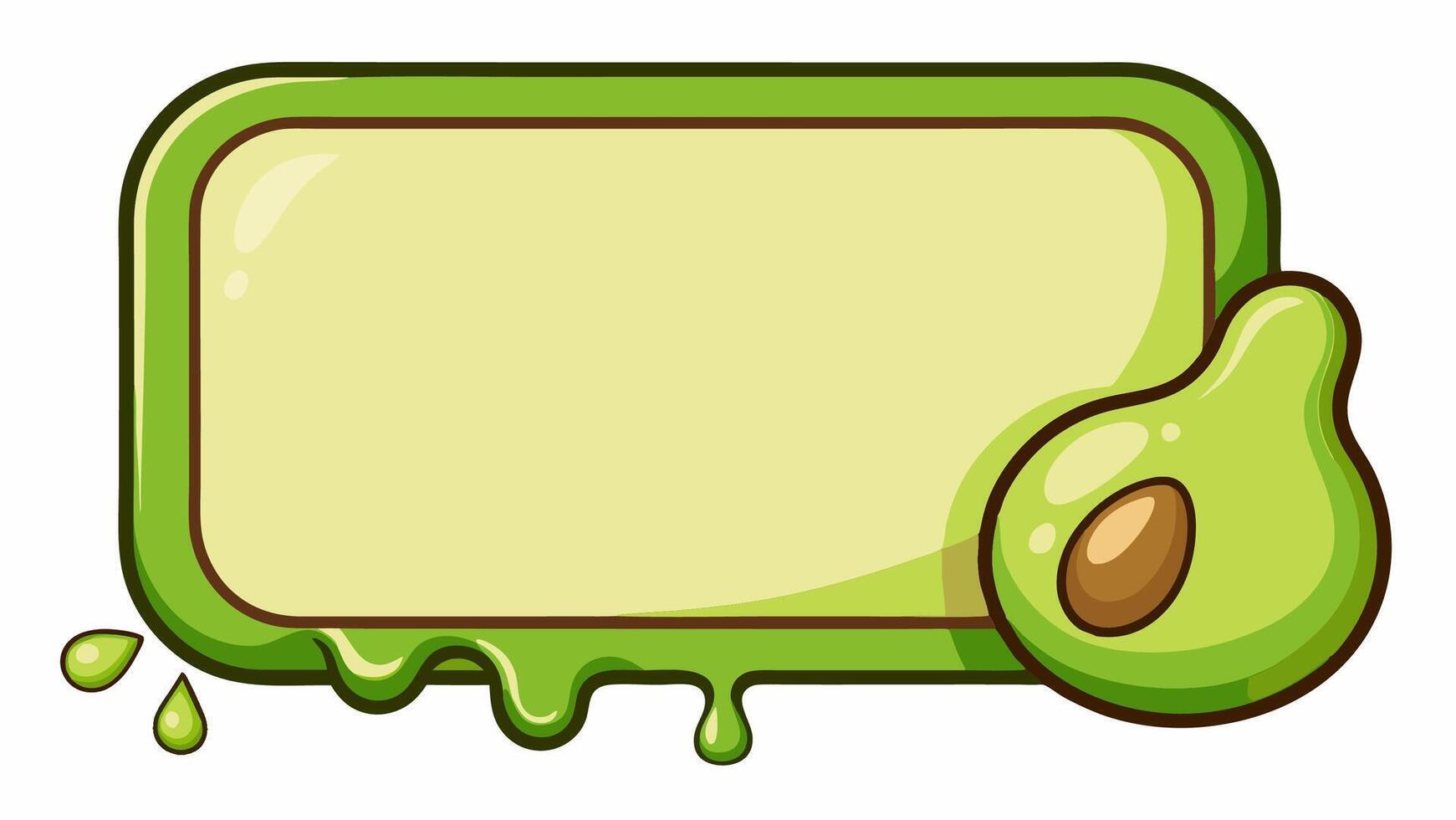 Avocado melted frame, cute frame for child book background, cute cardboard orange background vector