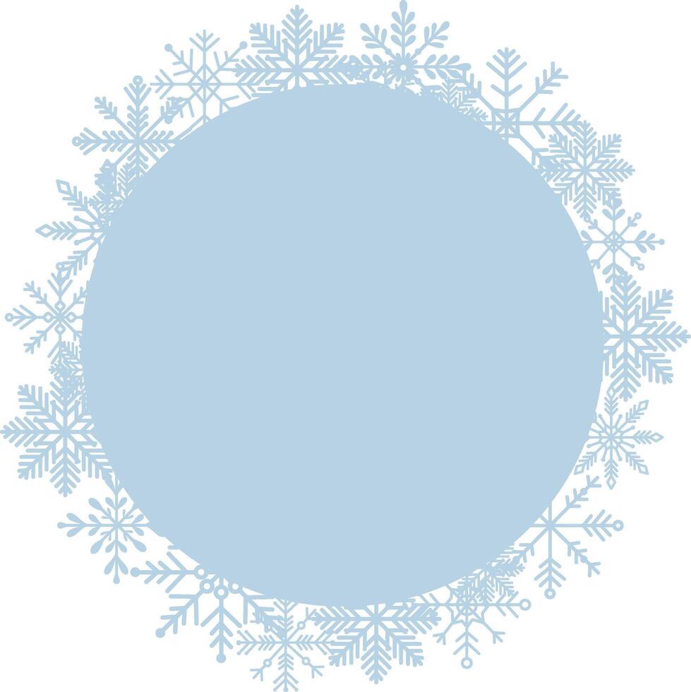 Blue frame empty template with blue snowflakes for text vector