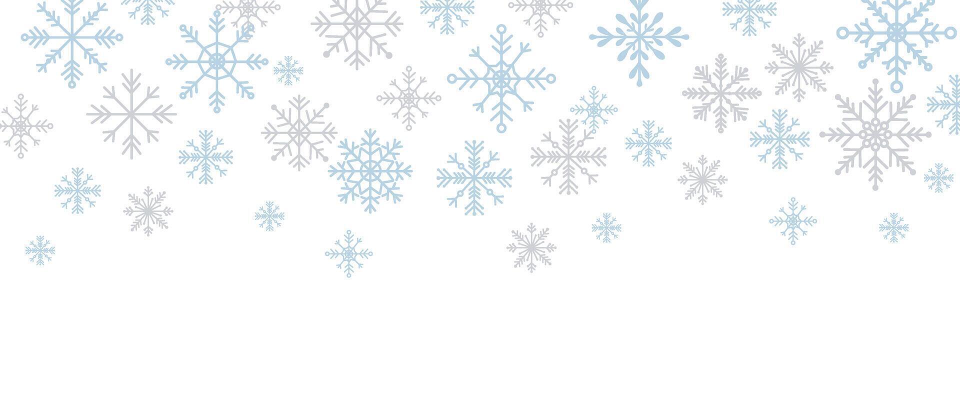 Border or frame with snowflakes on top, winter illustration decor, imitation snow, christmas frame vector