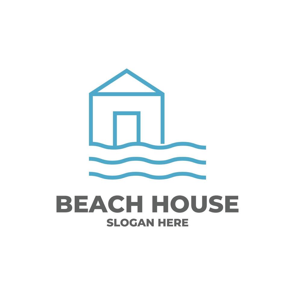 beach house wave logo design concept idea creative and modern vector