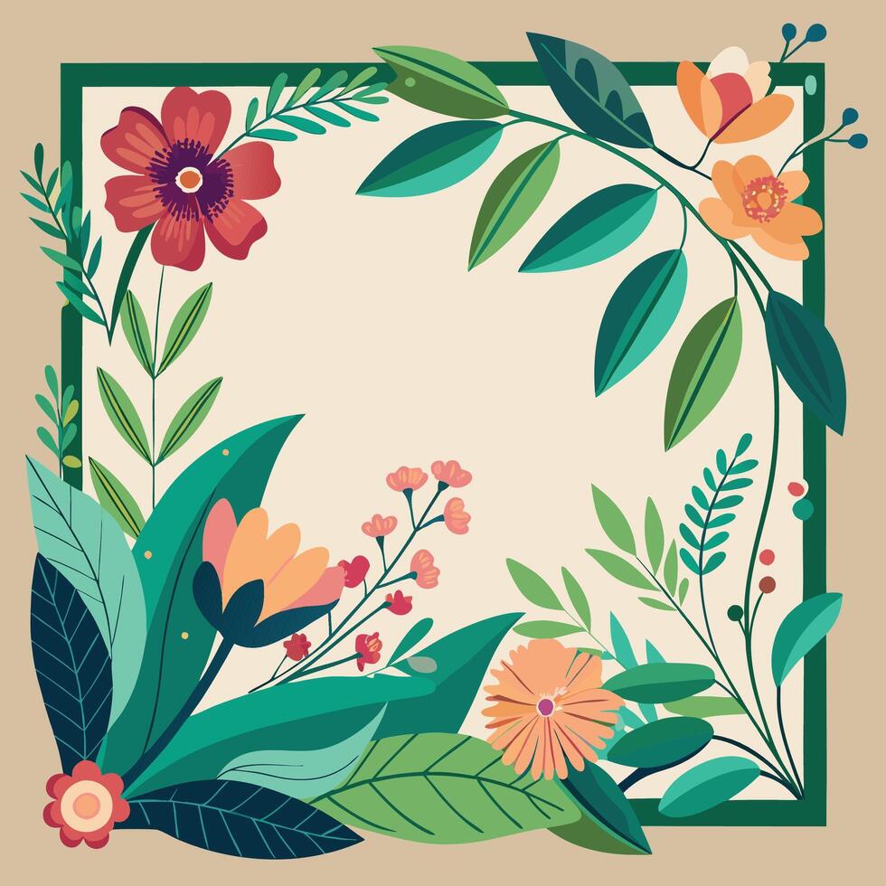 Lovely floral frame with realistic style vector