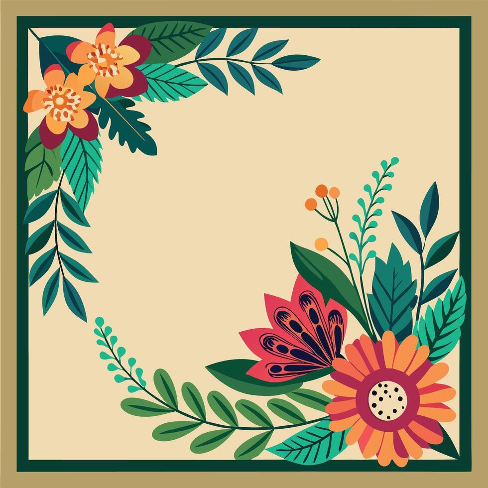 Hand Drawn Watercolor Floral Frame Design vector
