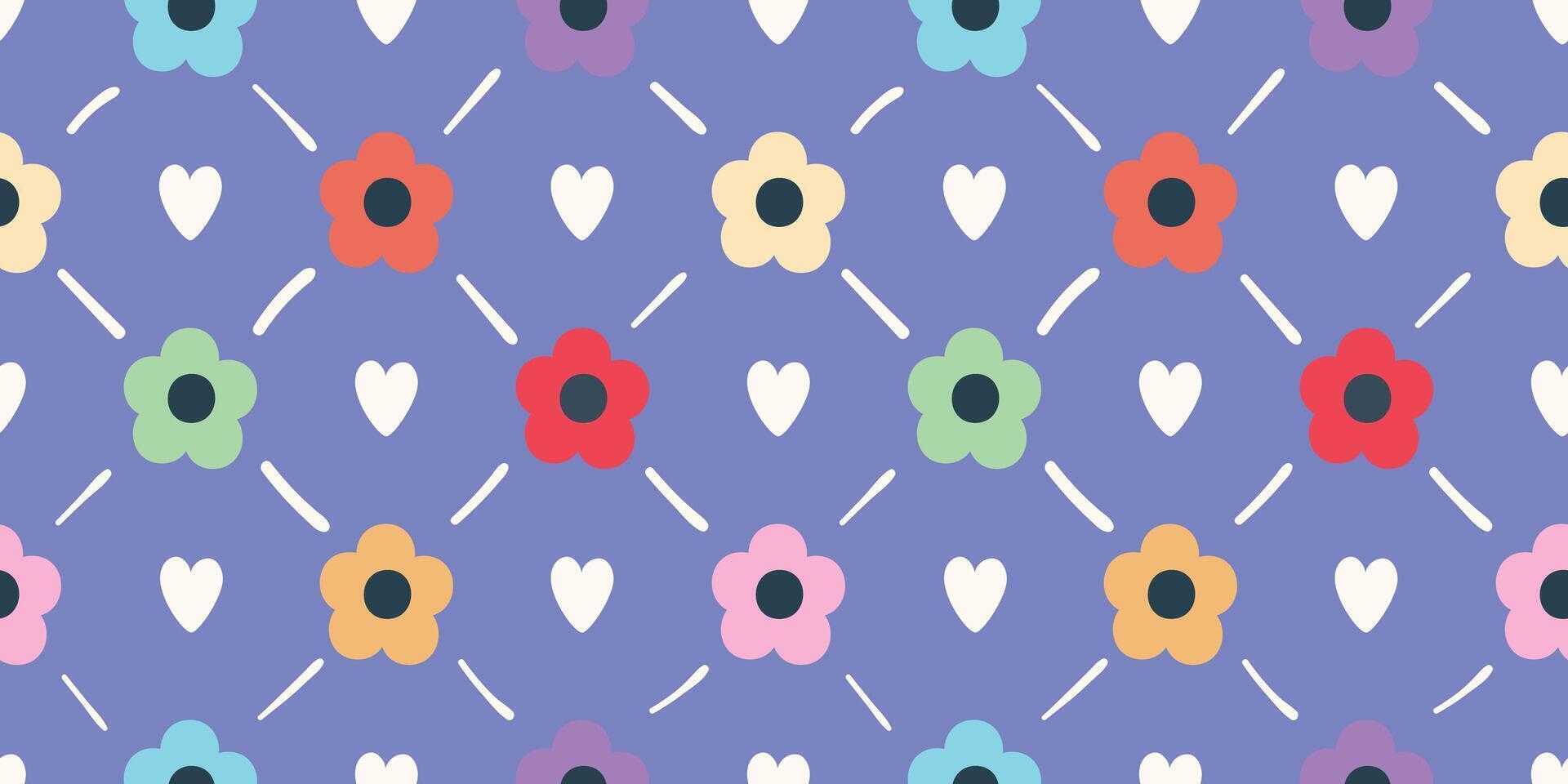 St. Valentine's day seamless floral and heart pattern vector