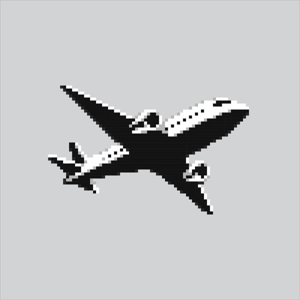 Pixel illustration Airplane Flight. Pixelated Plane Air. Airplane Flight Air icon pixelated for the pixel art game and icon for website and game. old school retro. vector
