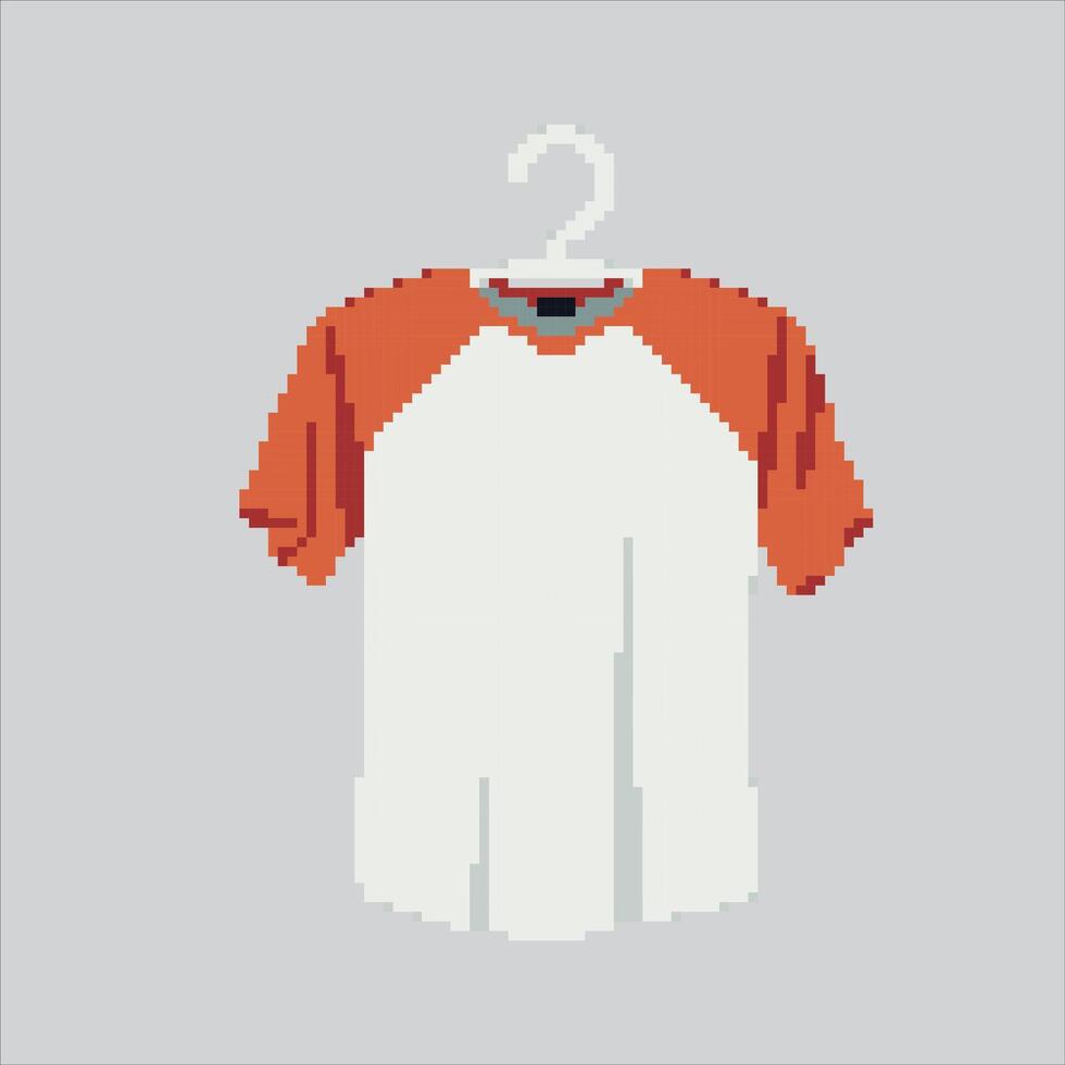 Pixel art illustration Hanged Clothes. Pixelated Hanged Shirt. Hanged Clothes shirt icon pixelated for the pixel art game and icon for website and game. old school retro. vector