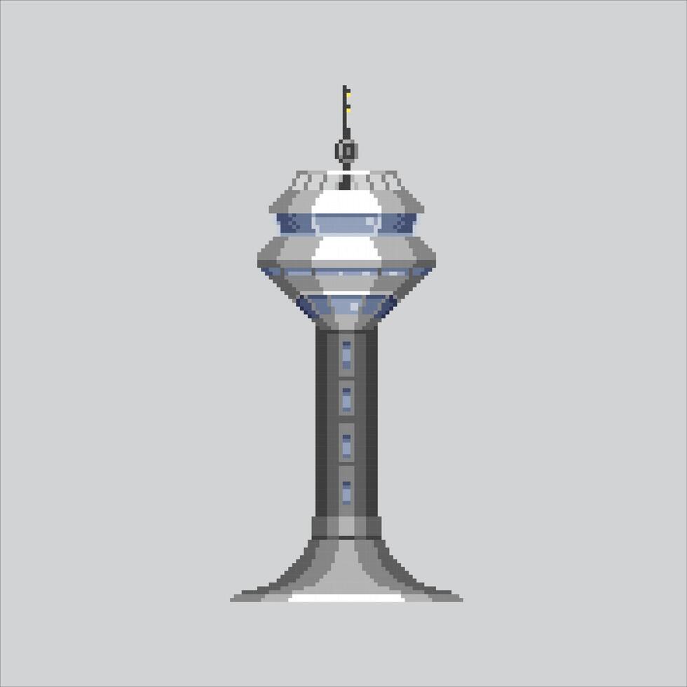 Pixel art illustration Airport Control Tower. Pixelated Plane Tower. Airport Control Tower Airplane icon pixelated for the pixel art game and icon for website and game. old school retro. vector