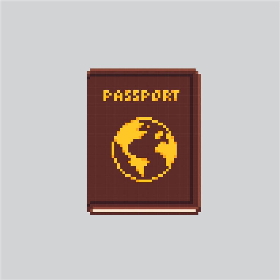 Pixel art illustration Passport Document. Pixelated Traveling Passport. Traveling Passport Document icon pixelated for the pixel art game and icon for website and game. old school retro. vector