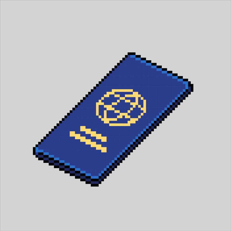 Pixel illustration Passport Document. Pixelated Traveling Passport. Traveling Passport Document icon pixelated for the pixel art game and icon for website and game. old school retro. vector