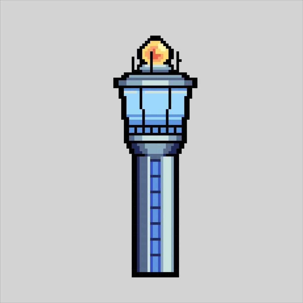 Pixel art illustration Airport Control Tower. Pixelated Plane Tower. Airport Control Tower Airplane icon pixelated for the pixel art game and icon for website and game. old school retro. vector
