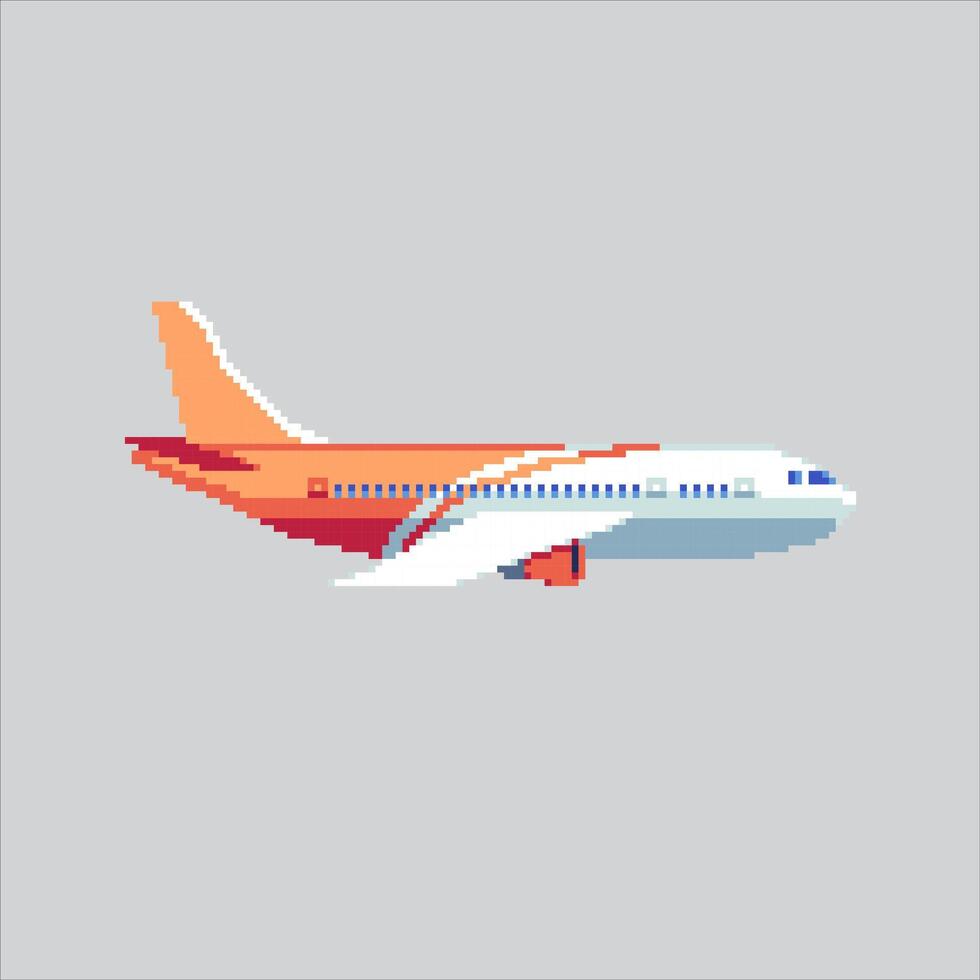 Pixel art illustration Airplane Flight. Pixelated Plane Air. Airplane Flight Air icon pixelated for the pixel art game and icon for website and game. old school retro. vector