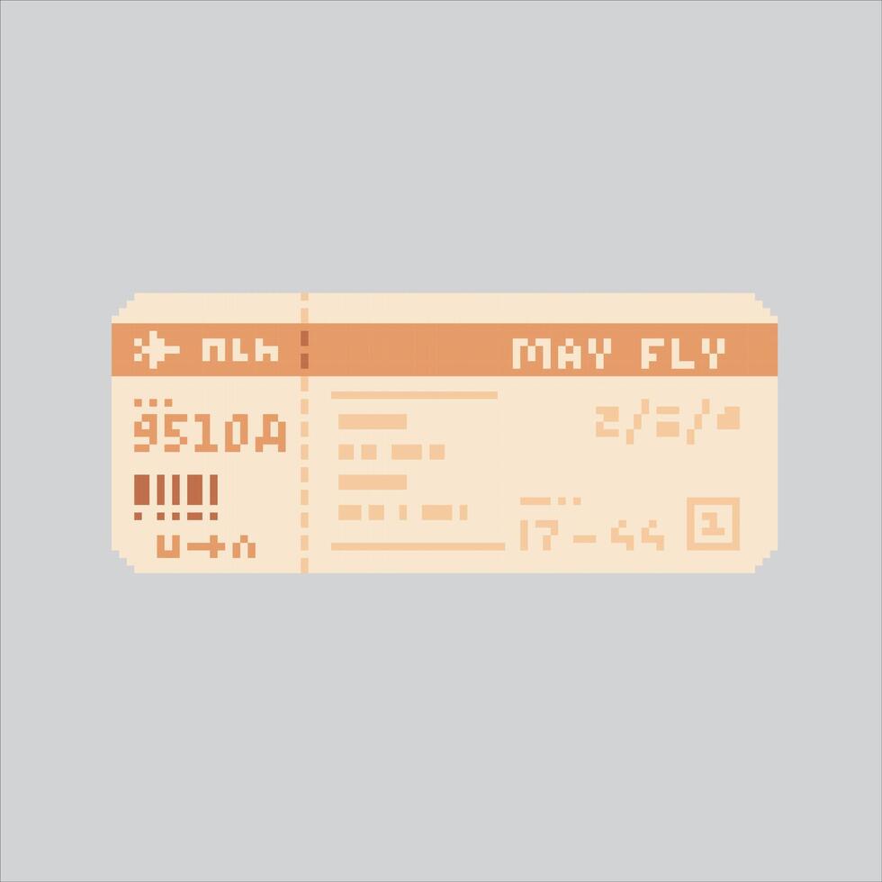 Pixel illustration Flight Ticket. Pixelated Boarding Pass. Boarding Pass Flight Ticket icon pixelated for the pixel art game and icon for website and game. old school retro. vector