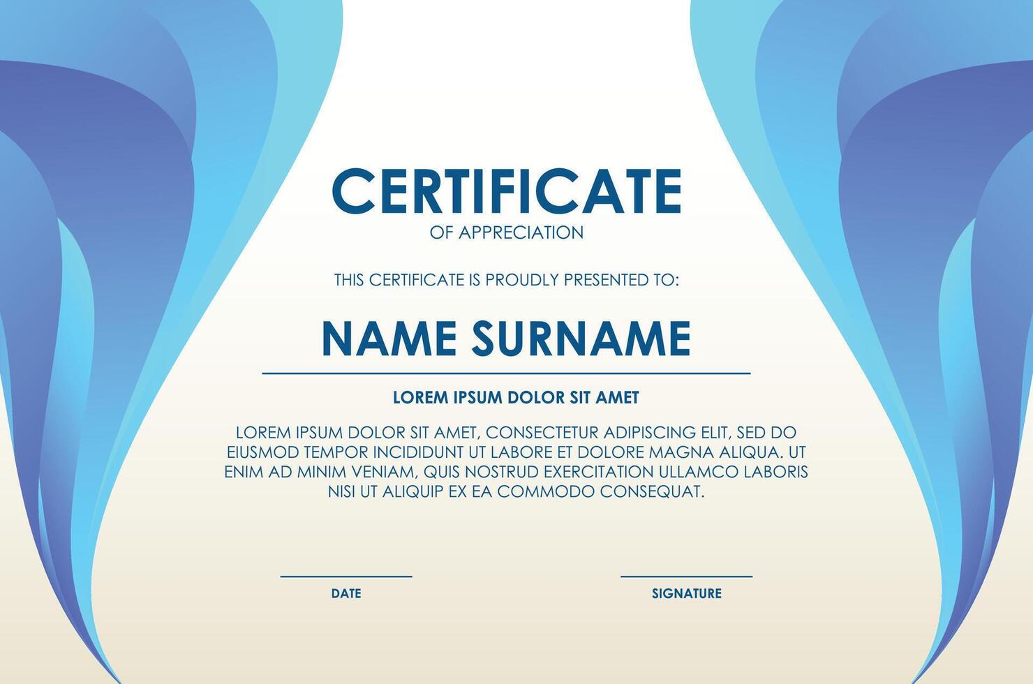 modern wave abstract design award certificate vector