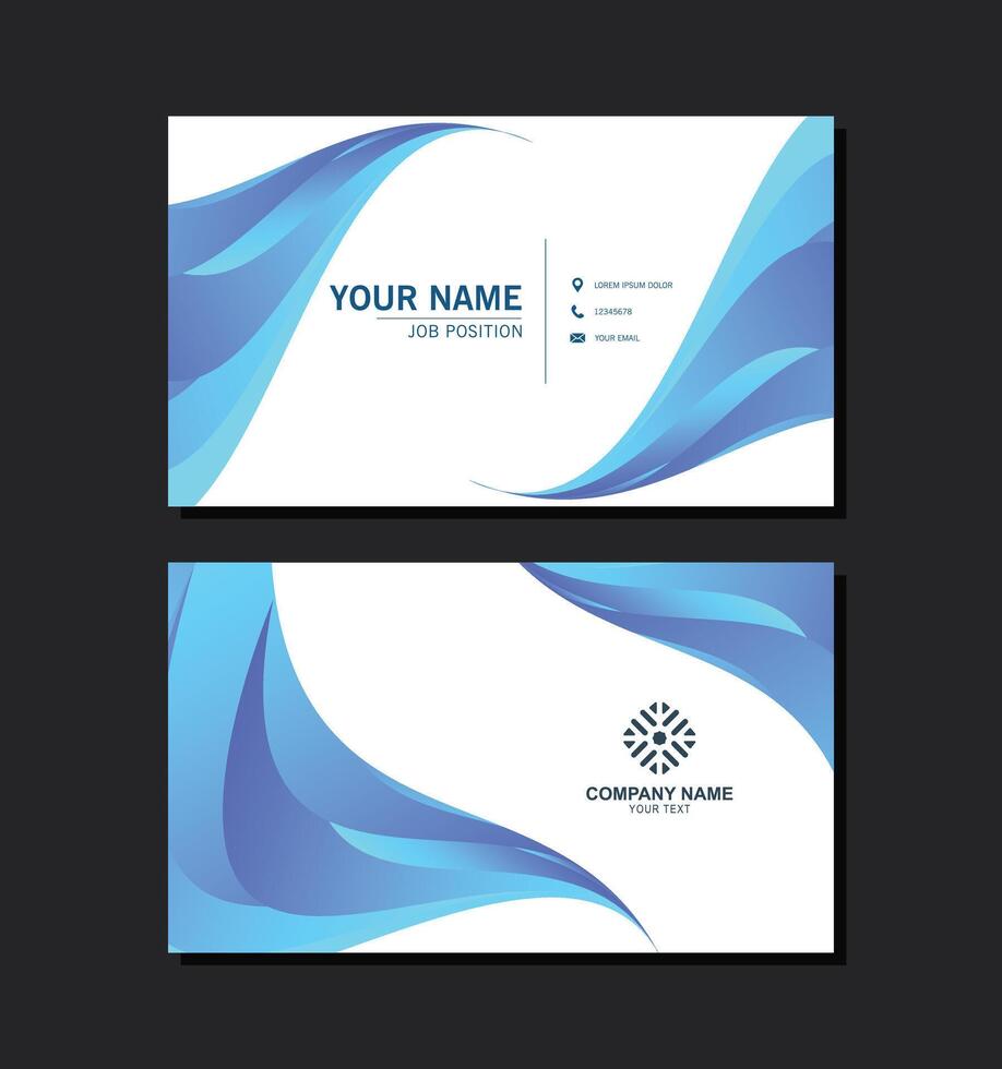 blue wave abstract business card vector