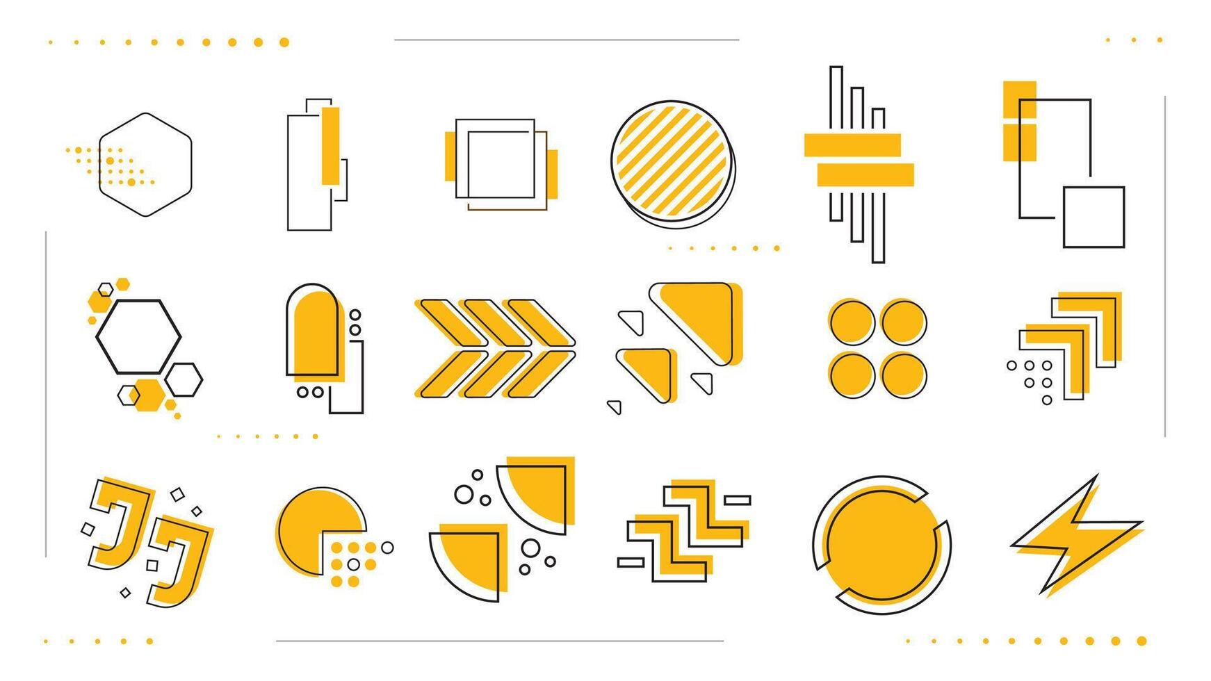 Set modern geometric shape memphis design retro elements. vector