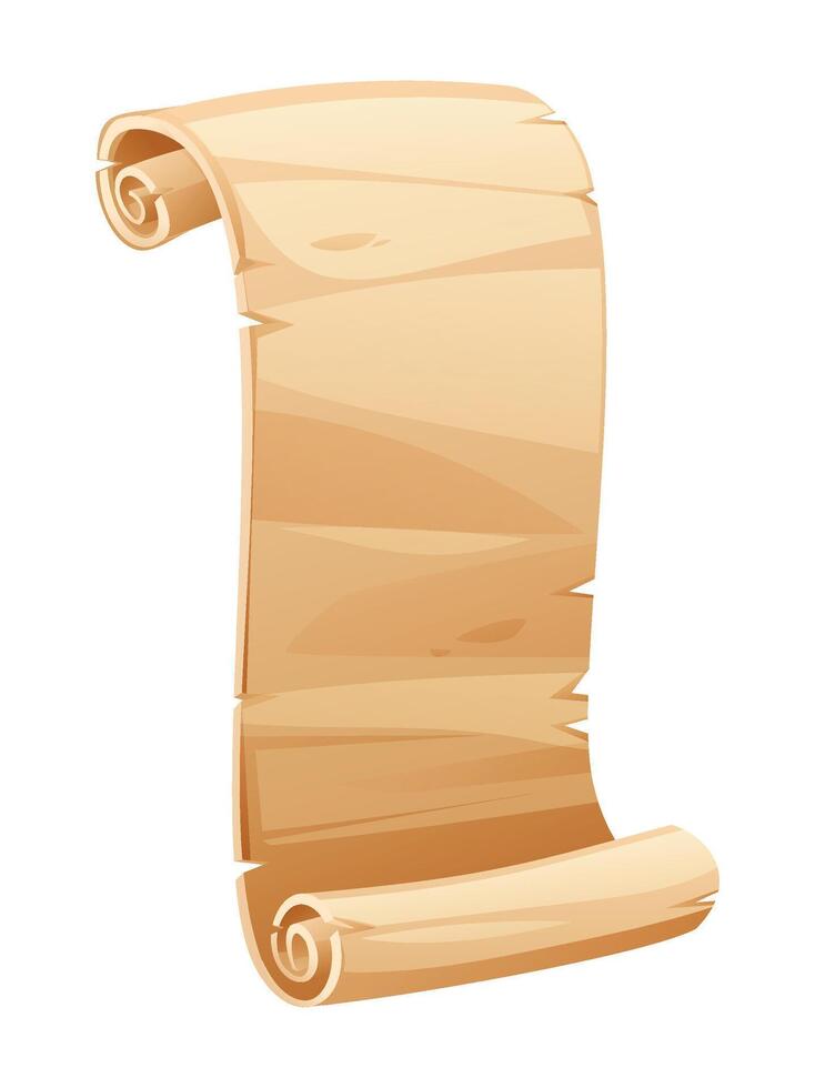 Parchment banner scroll paper with curled edges, perfect for text or design elements. Cartoon illustration vector