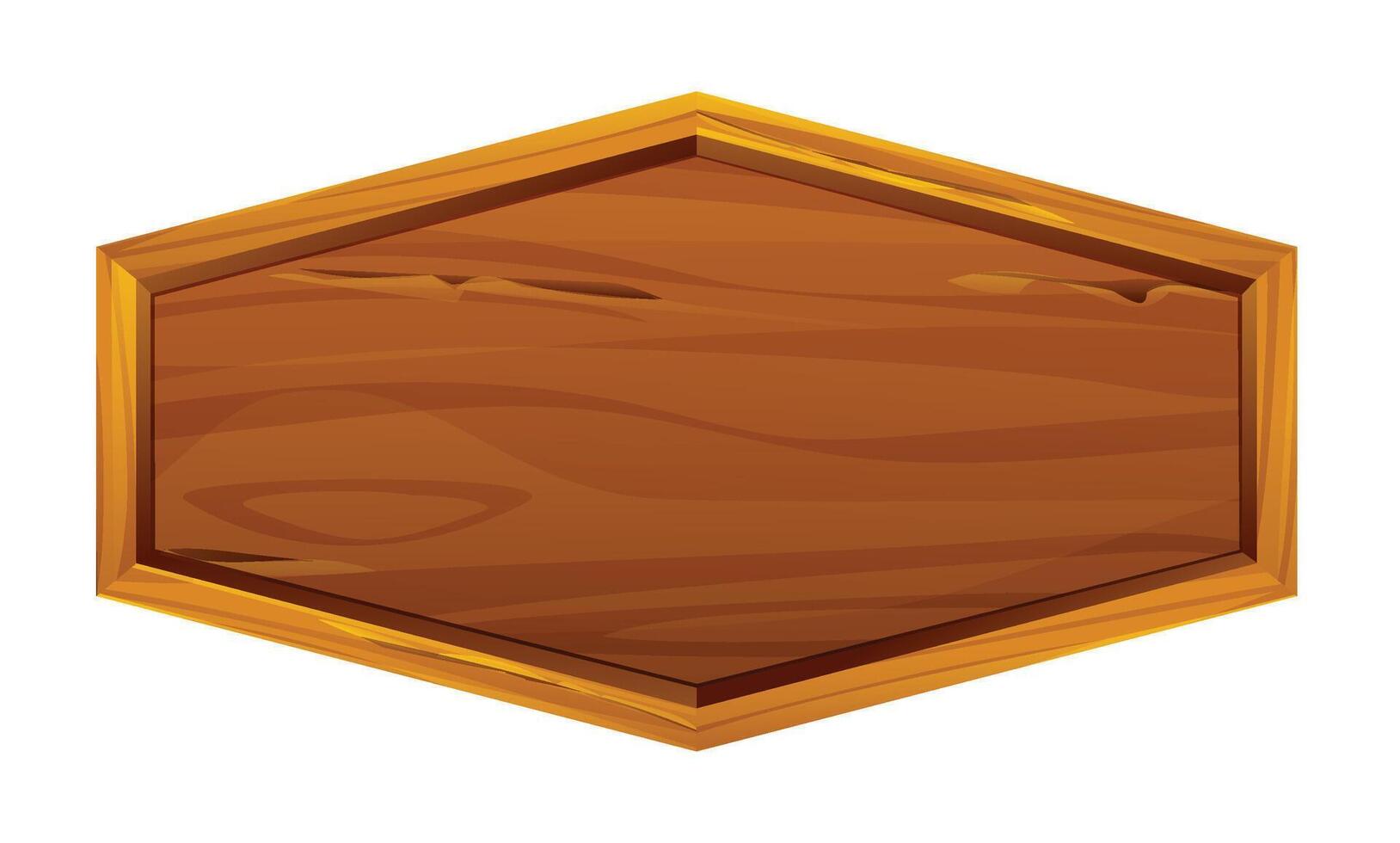 Wooden signboard with smooth surface and visible wood grain texture. Cartoon illustration vector
