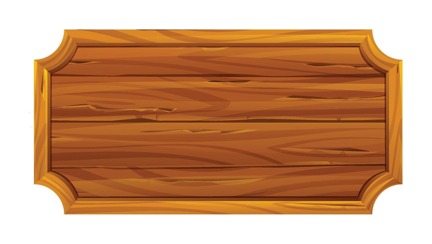 Vintage wooden signboard with smooth surface and visible wood grain texture. Cartoon illustration vector