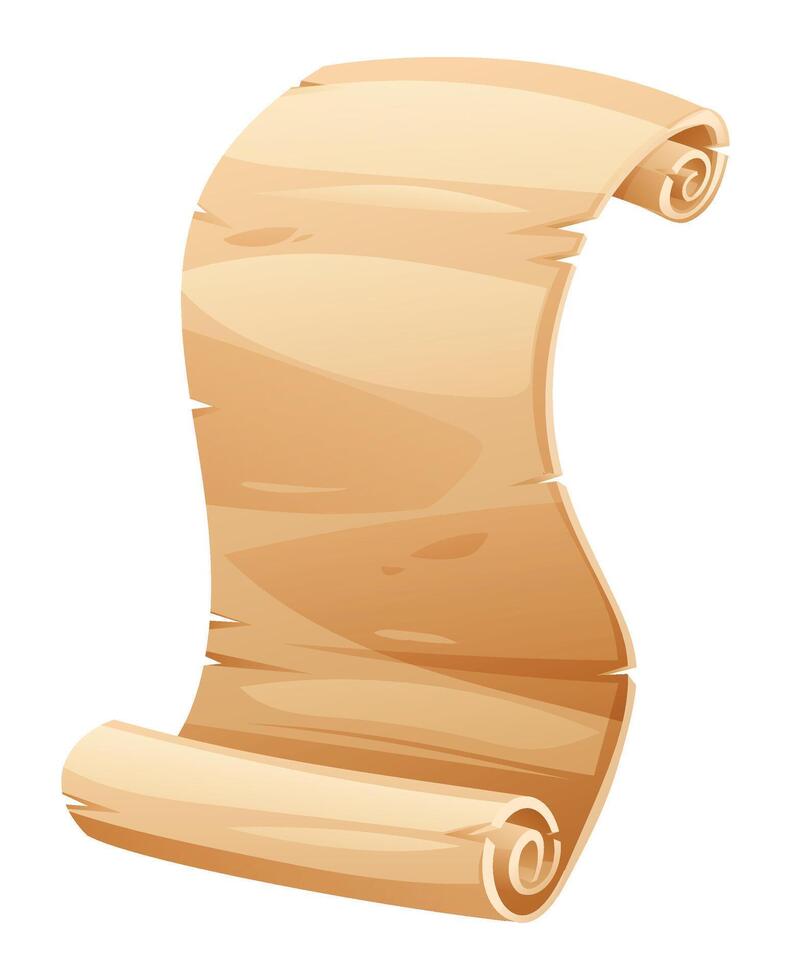 Parchment banner scroll paper with curled edges, perfect for text or design elements. Cartoon illustration isolated on white background vector
