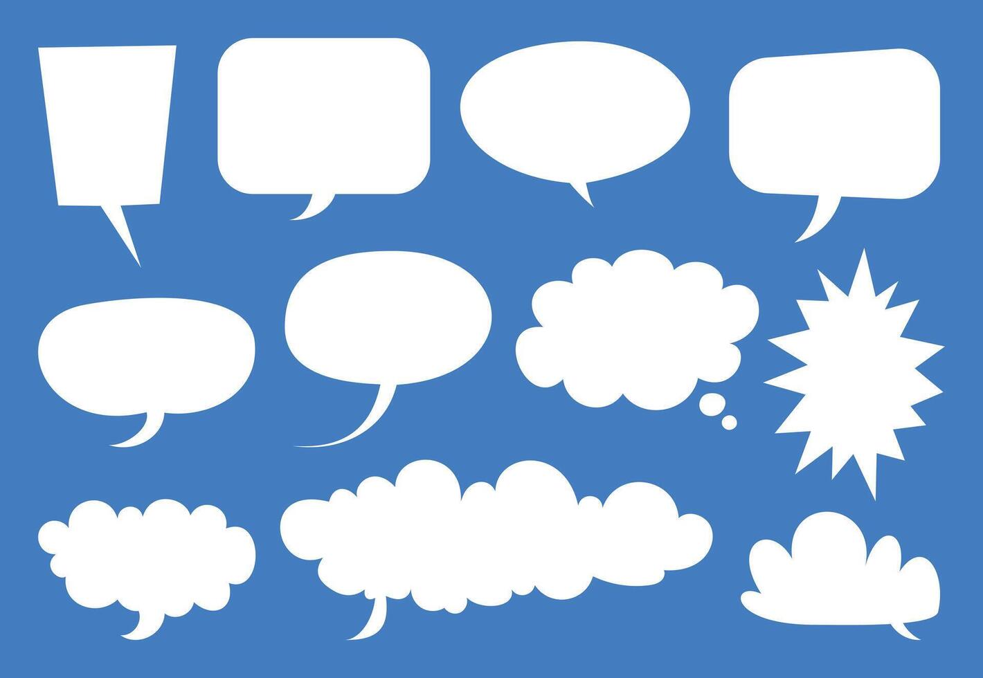 Set of various speech and thought bubbles. Blank empty speak bubble text, message box, chatting box. Cartoon illustration vector