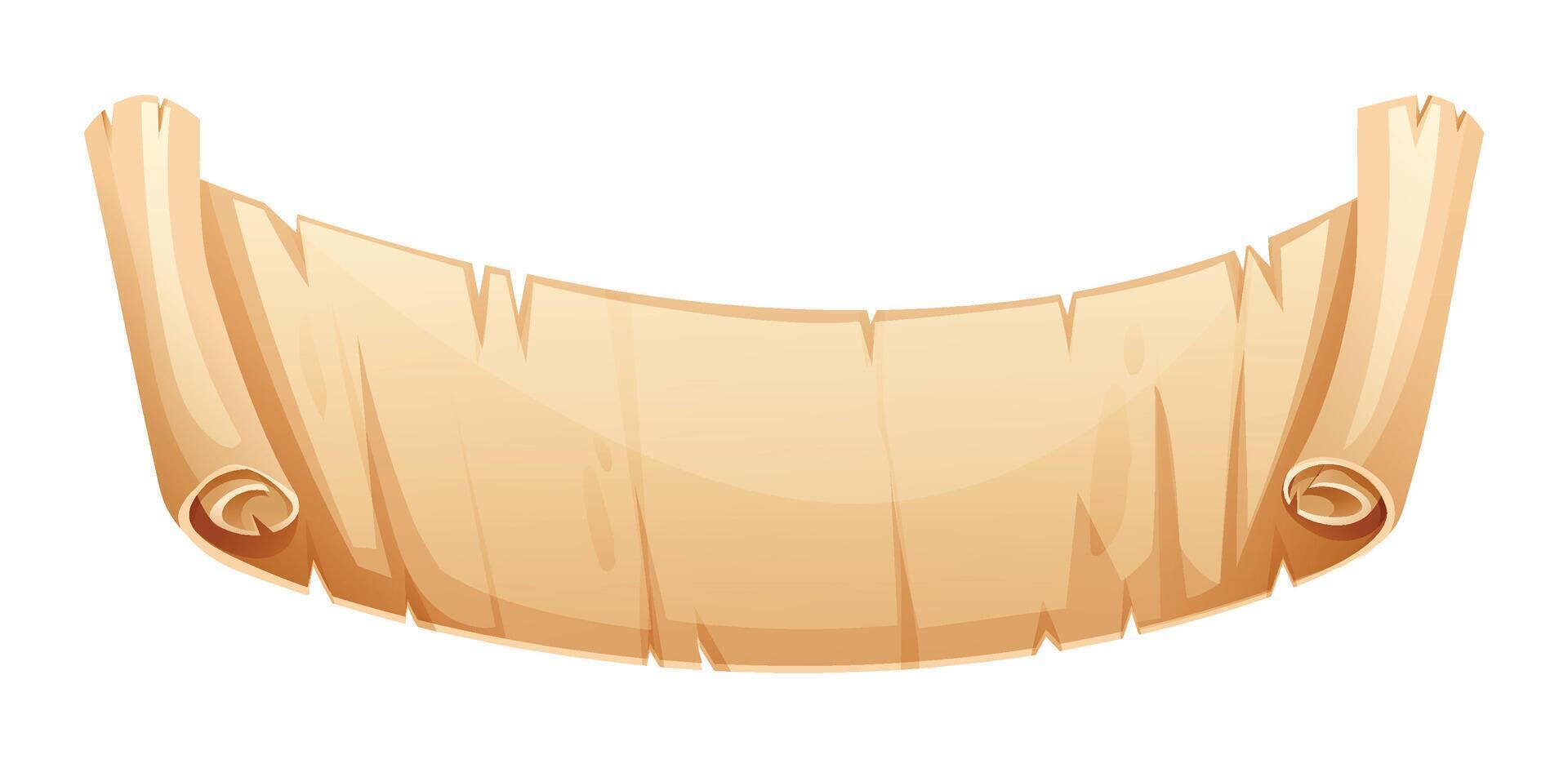 Parchment banner scroll paper with curled edges, blank and ready for text or design. Cartoon illustration vector