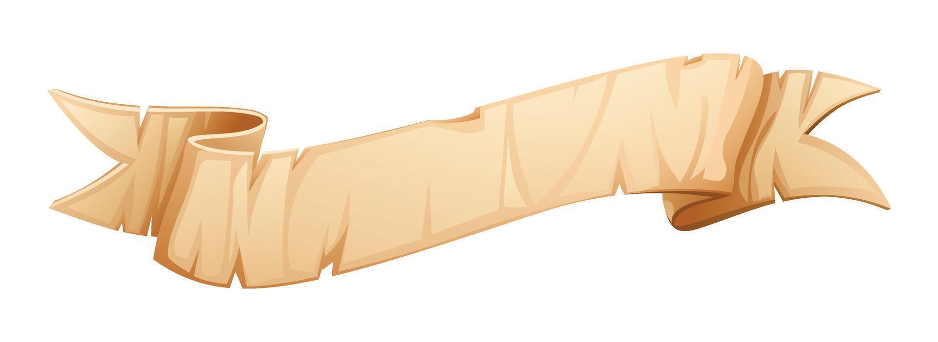 Parchment scroll banner, old vintage paper in ribbon style. Cartoon illustration vector