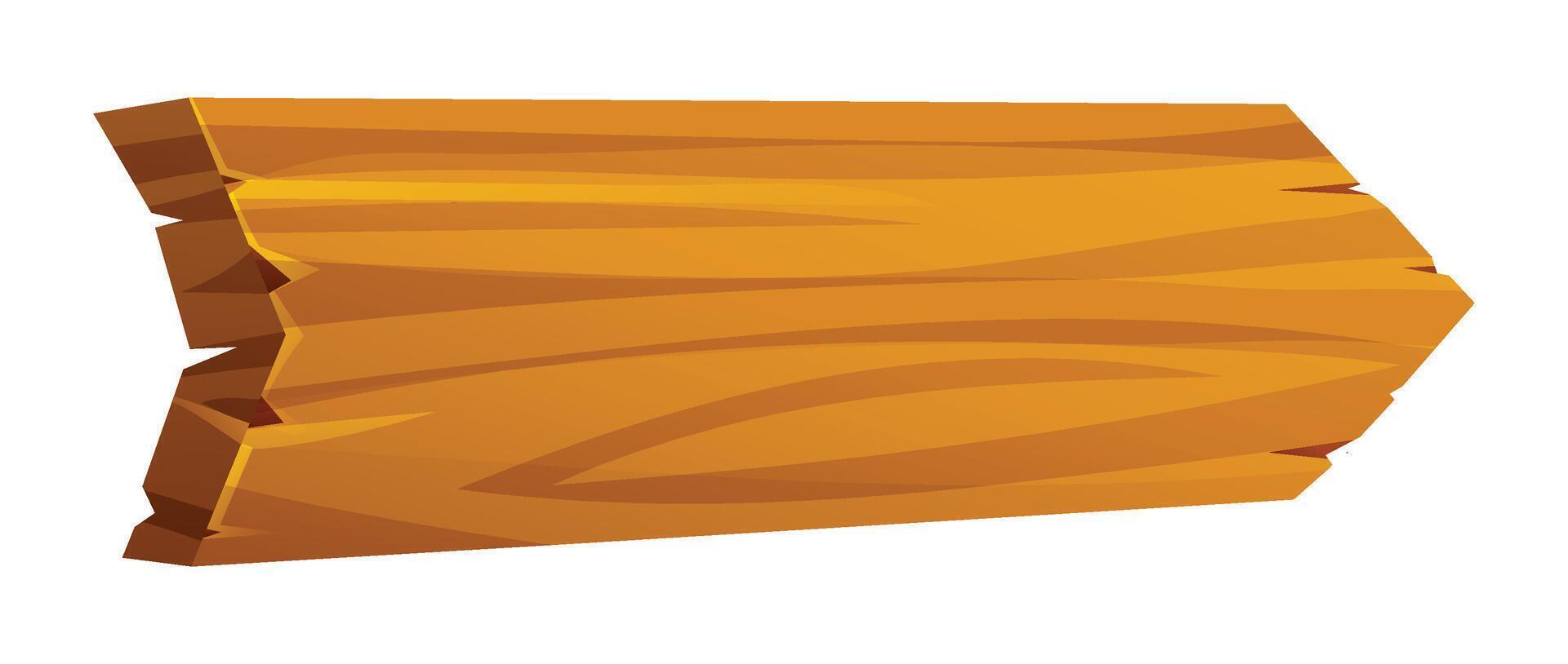Wooden arrow sign pointing right with textured surface isolated on white background. Cartoon illustration vector